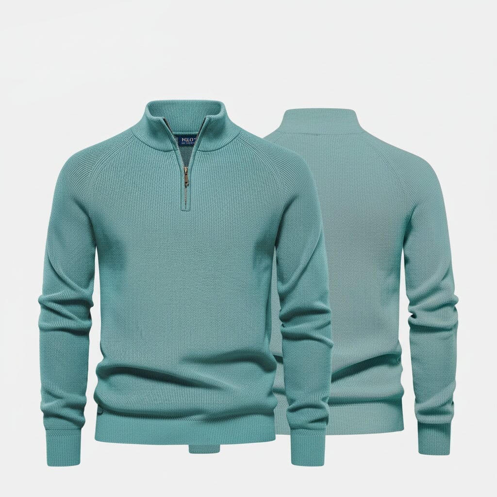 Raffinierter Rippstrick-Pullover mit Reißverschluss