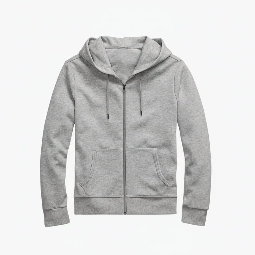 Doppelstrick-Kapuzenpullover mit durchgehendem Reißverschluss