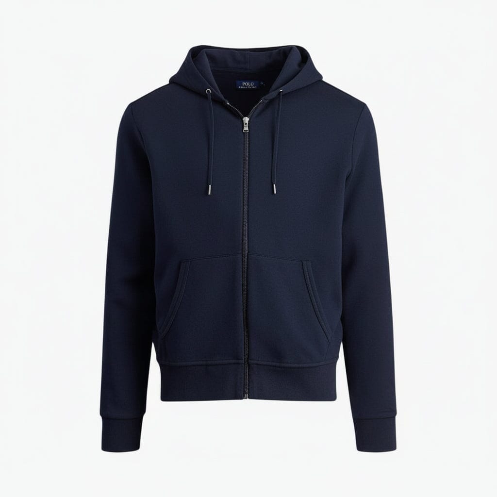 Doppelstrick-Kapuzenpullover mit durchgehendem Reißverschluss