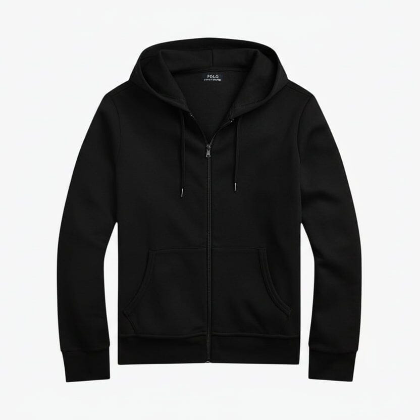 Doppelstrick-Kapuzenpullover mit durchgehendem Reißverschluss