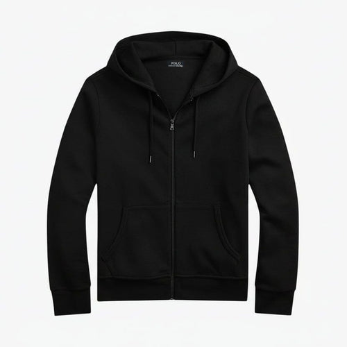 Doppelstrick-Kapuzenpullover mit durchgehendem Reißverschluss