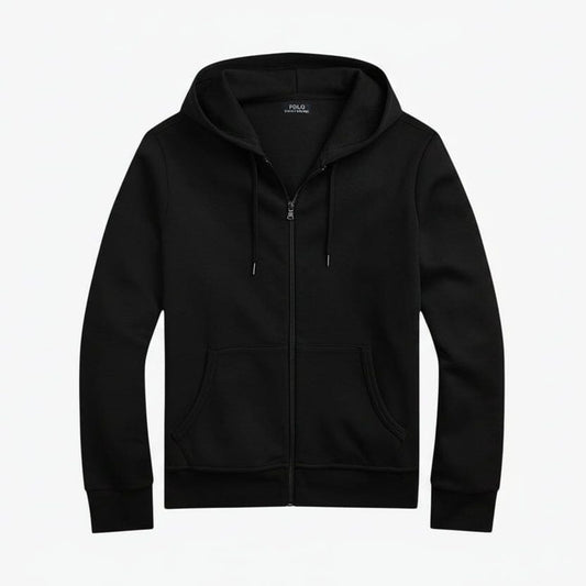 Doppelstrick-Kapuzenpullover mit durchgehendem Reißverschluss