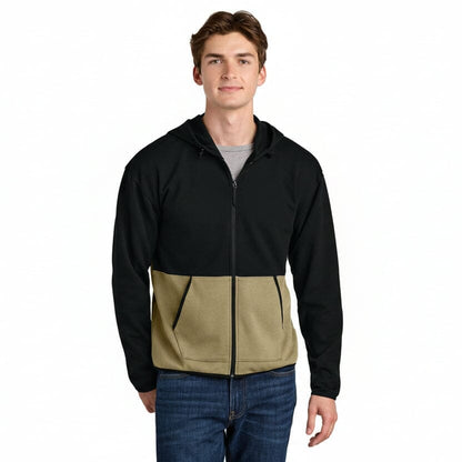 Double-Strick-Kapuzenjacke mit durchgehendem Reißverschluss