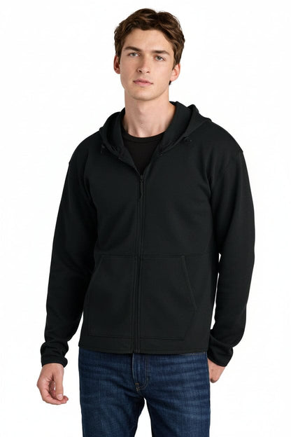 Double-Strick-Kapuzenjacke mit durchgehendem Reißverschluss