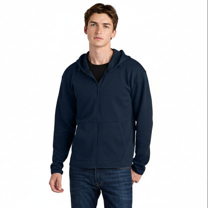 Double-Strick-Kapuzenjacke mit durchgehendem Reißverschluss