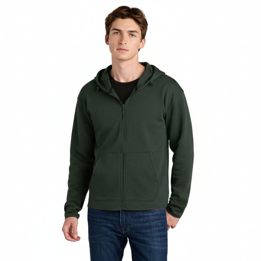 Double-Strick-Kapuzenjacke mit durchgehendem Reißverschluss