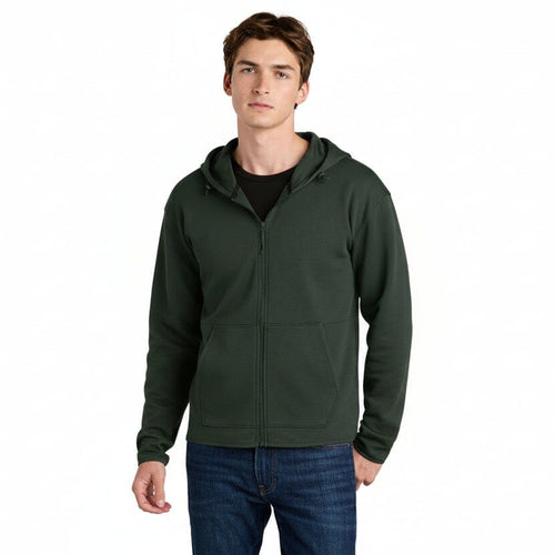 Double-Strick-Kapuzenjacke mit durchgehendem Reißverschluss