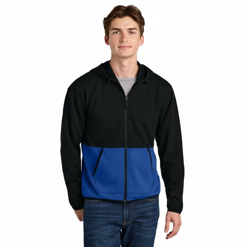 Double-Strick-Kapuzenjacke mit durchgehendem Reißverschluss