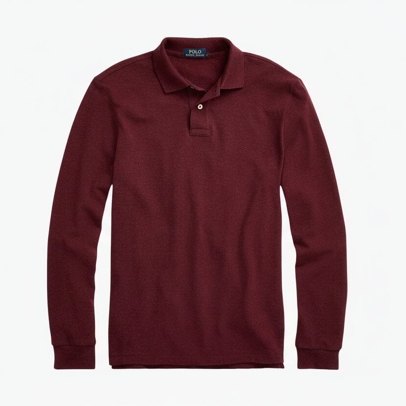 Mesh Langarm-Poloshirt