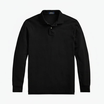 Mesh Langarm-Poloshirt