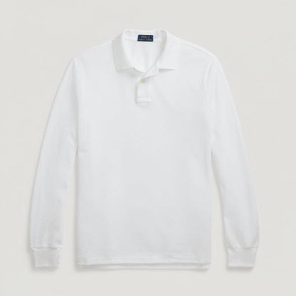Mesh Langarm-Poloshirt