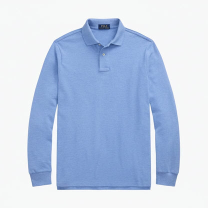 Mesh Langarm-Poloshirt