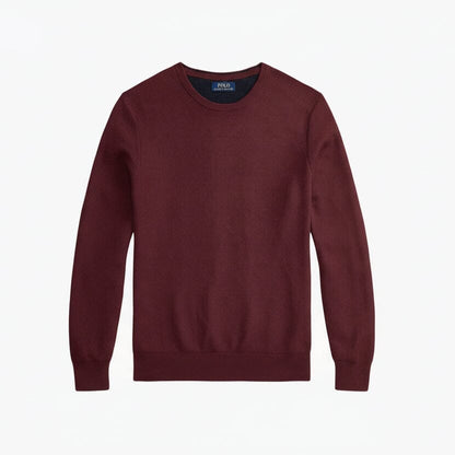 Mesh-Strick-Baumwollpullover mit Rundhalsausschnitt