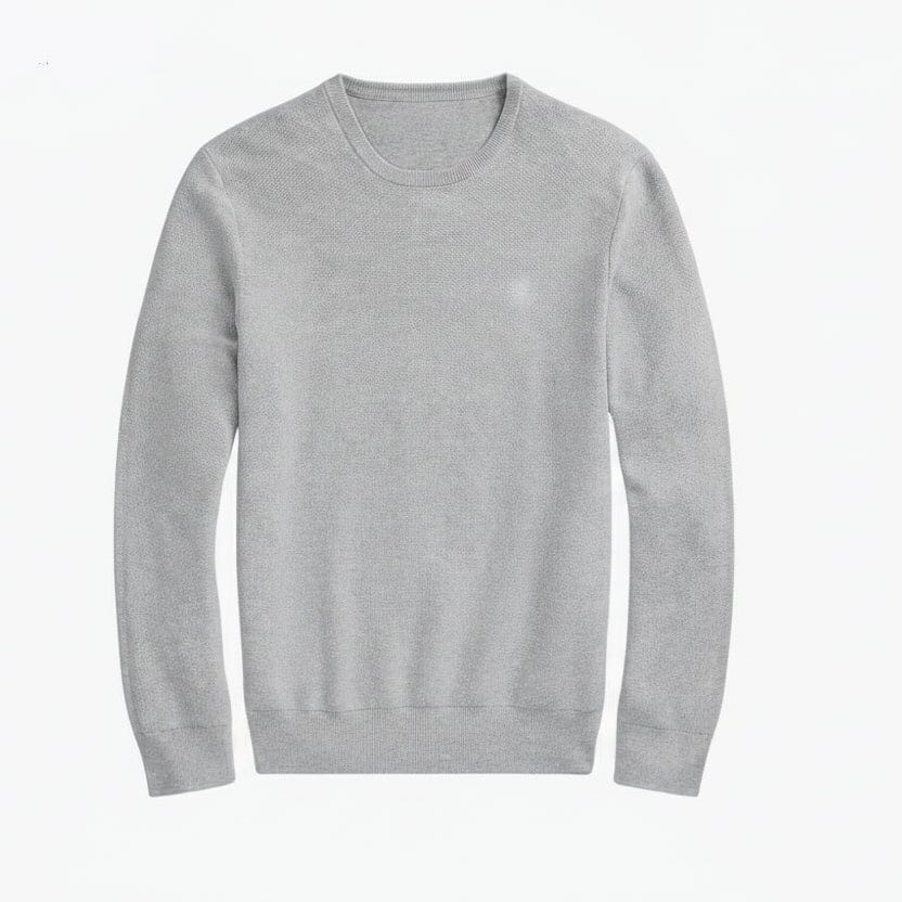 Mesh-Strick-Baumwollpullover mit Rundhalsausschnitt