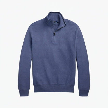 Mesh-Strickpullover aus Baumwolle mit Viertelreißverschluss