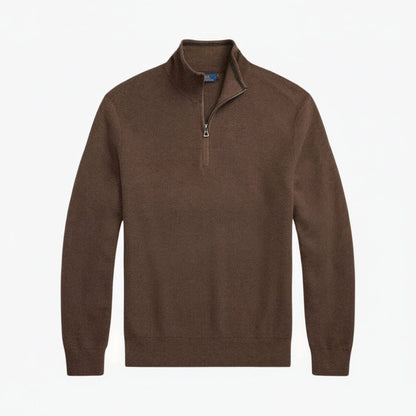 Mesh-Strickpullover aus Baumwolle mit Viertelreißverschluss