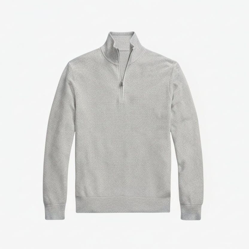 Mesh-Strickpullover aus Baumwolle mit Viertelreißverschluss