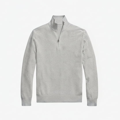 Mesh-Strickpullover aus Baumwolle mit Viertelreißverschluss