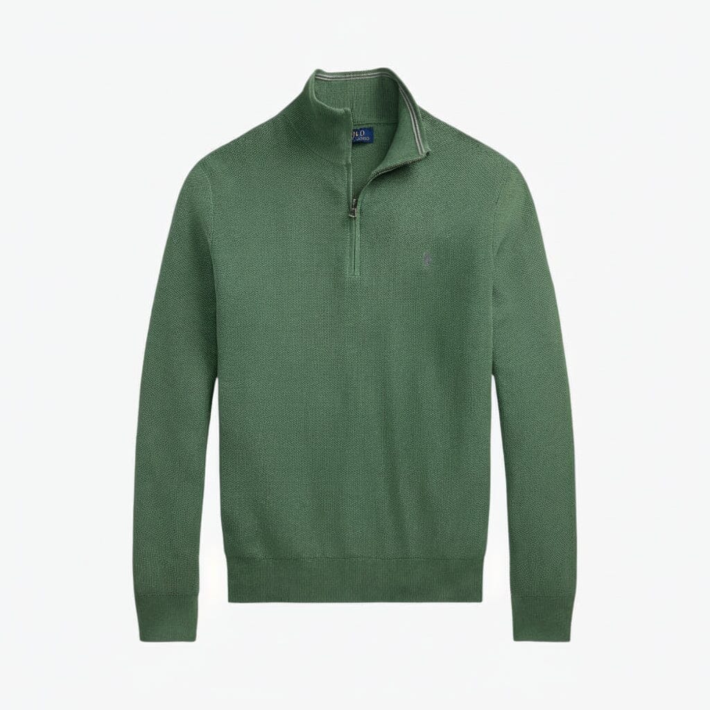 Mesh-Strickpullover aus Baumwolle mit Viertelreißverschluss