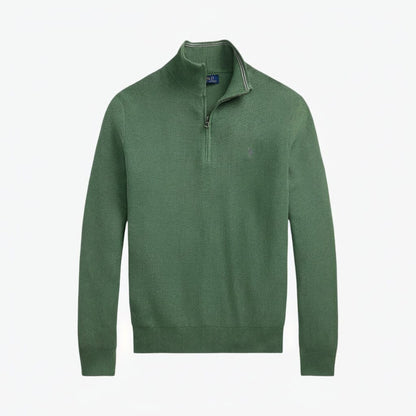 Mesh-Strickpullover aus Baumwolle mit Viertelreißverschluss