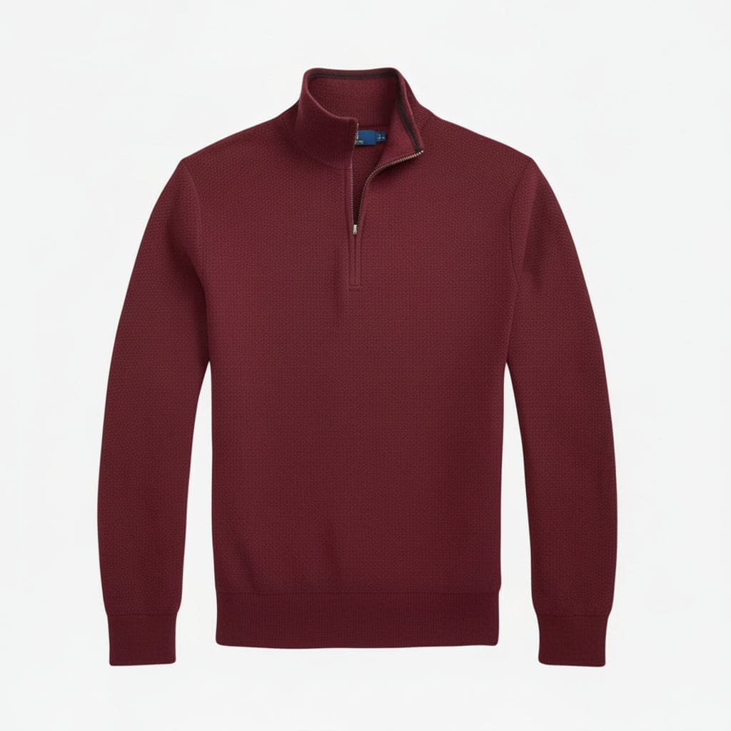 Mesh-Strickpullover aus Baumwolle mit Viertelreißverschluss