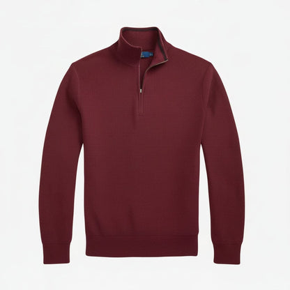 Mesh-Strickpullover aus Baumwolle mit Viertelreißverschluss