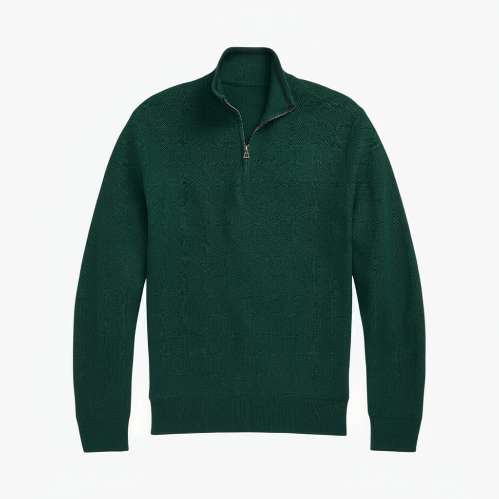 Mesh-Strickpullover aus Baumwolle mit Viertelreißverschluss