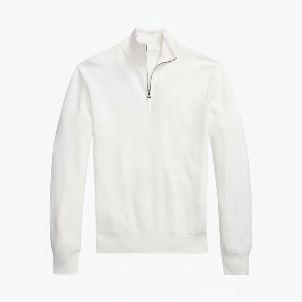 Mesh-Strickpullover aus Baumwolle mit Viertelreißverschluss