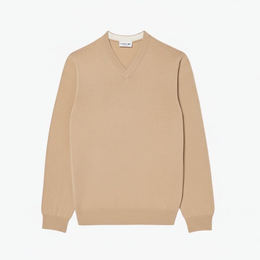 Monochrome Baumwollpullover mit V-Ausschnitt