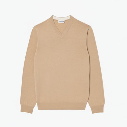 Monochrome Baumwollpullover mit V-Ausschnitt