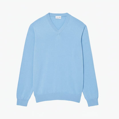 Monochrome Baumwollpullover mit V-Ausschnitt