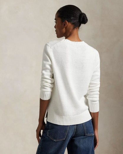 Polo Bear Rundhalspullover aus Leinen-Baumwolle