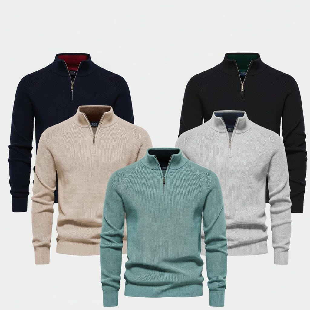 Raffinierter Rippstrick-Pullover mit Reißverschluss