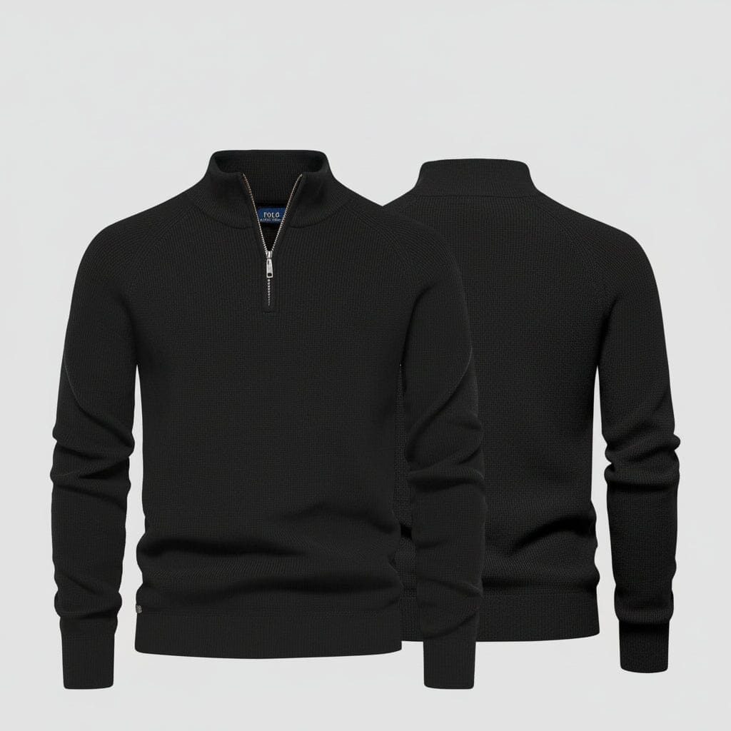 Raffinierter Rippstrick-Pullover mit Reißverschluss