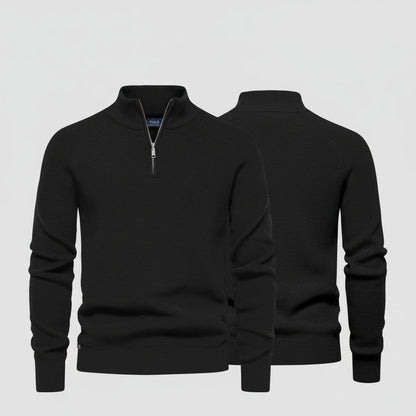 Raffinierter Rippstrick-Pullover mit Reißverschluss