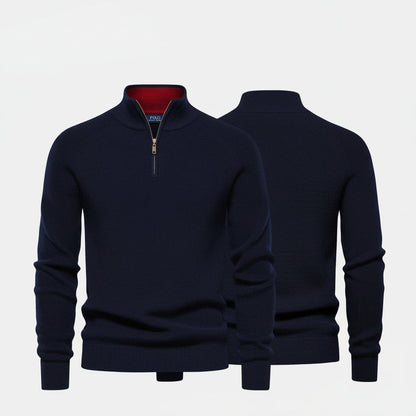 Raffinierter Rippstrick-Pullover mit Reißverschluss