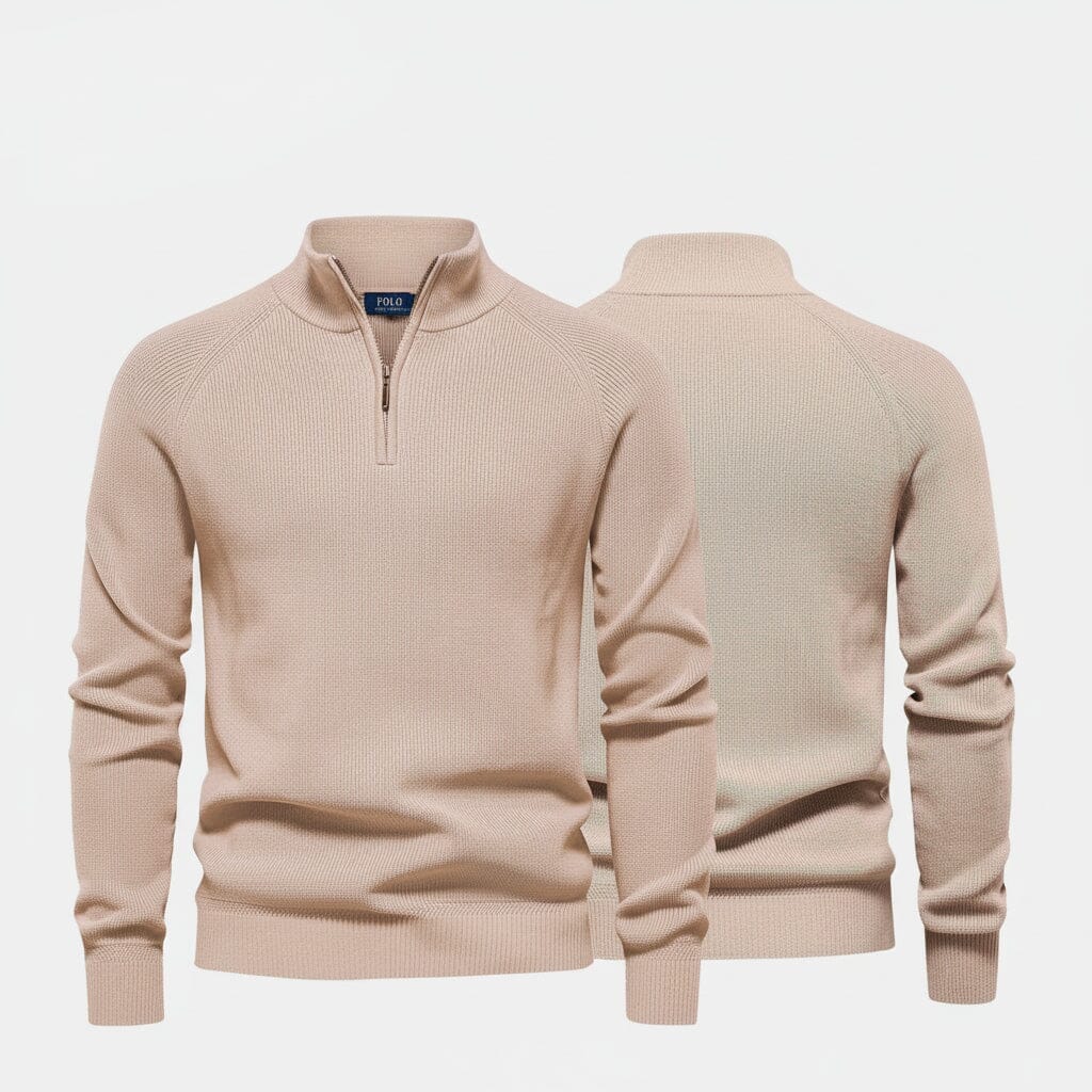 Raffinierter Rippstrick-Pullover mit Reißverschluss