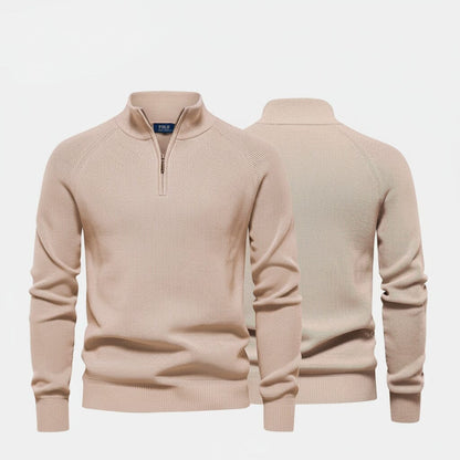 Raffinierter Rippstrick-Pullover mit Reißverschluss