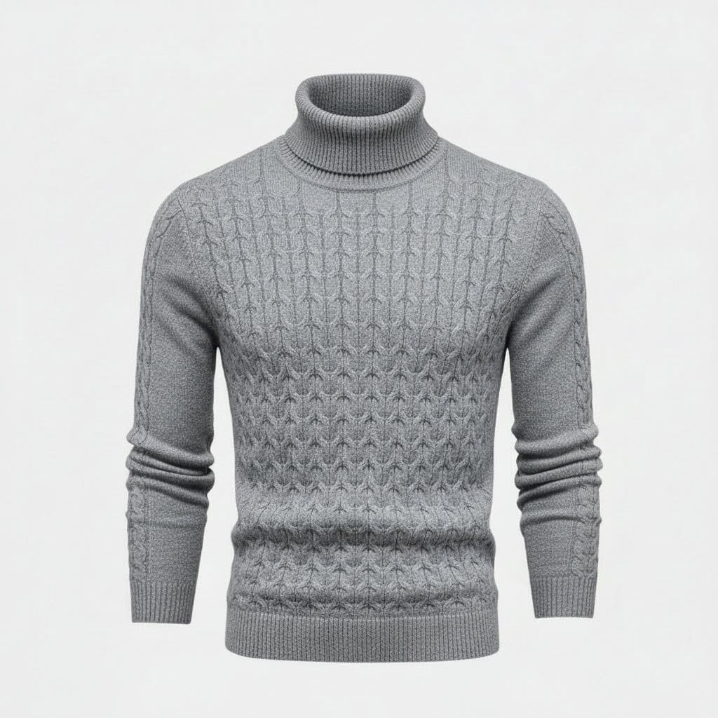 Rollkragenpullover aus Zopfmusterwolle