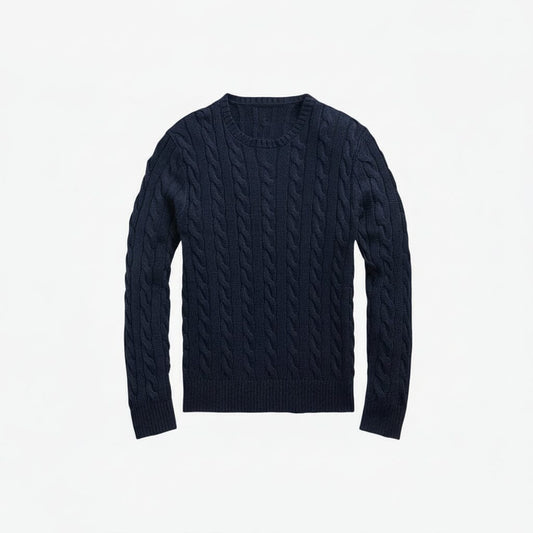 Zopfstrickpullover aus Baumwolle